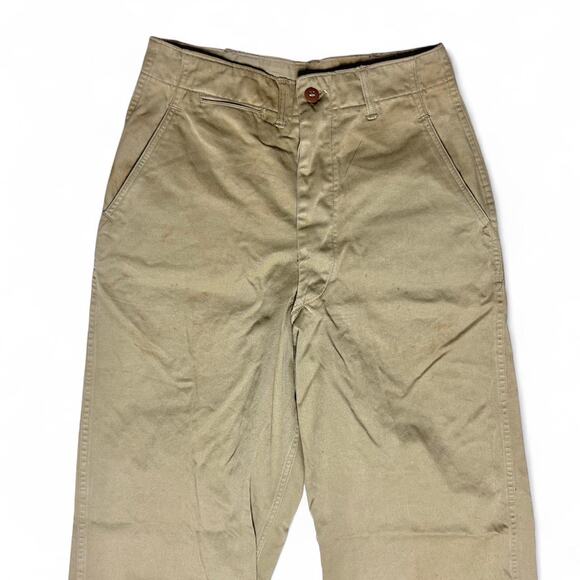 U.S. Army WW2 40s Vintage Khaki Chino Pants Button Fly USA made Trousers 26” - Picture 2 of 7